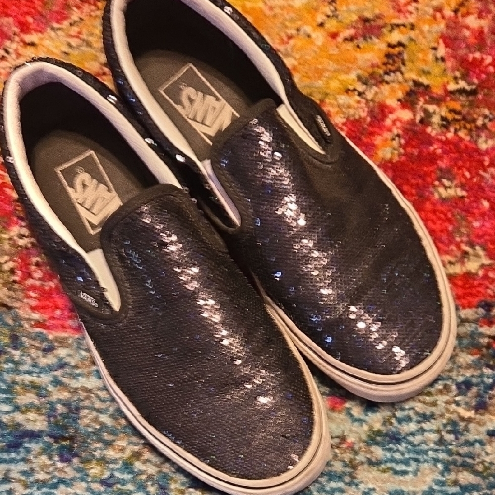 Vans Sequin Black Slip-On Shoes